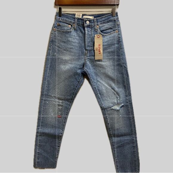 Levi's NWT Wedgie Skinny High Rise Raw Hem Denim Jeans 28 - Picture 1 of 12